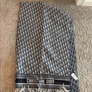 Christian Dior navy and White Monogram Scarf